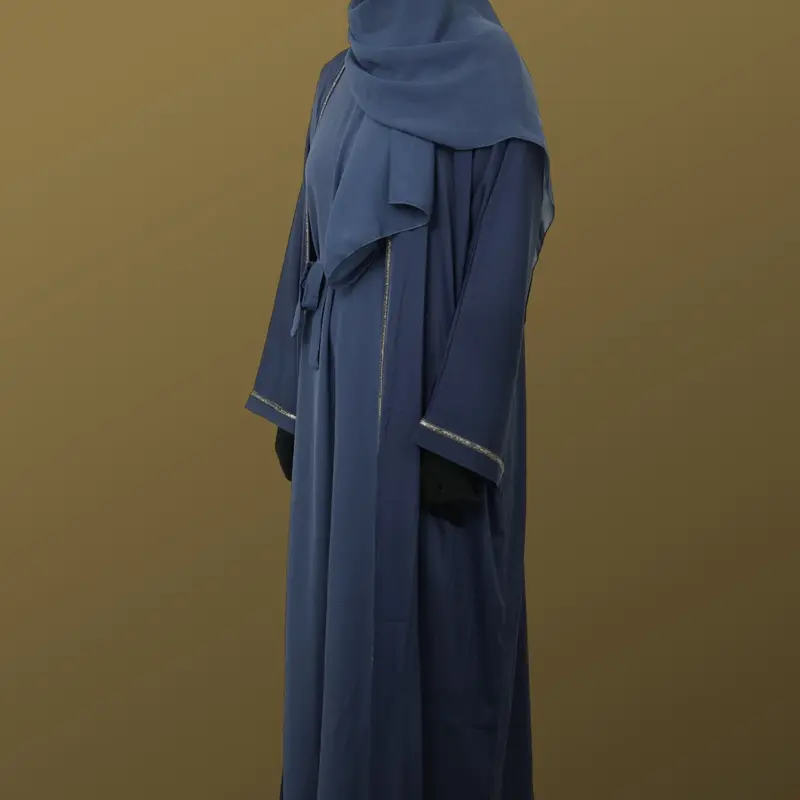Azure Splendor' - Immerse Yourself in Luxury with Our Navy Blue Elegance Abaya 2