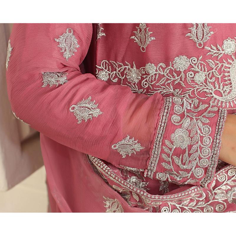 Mother & Daughter Ready to Wear Chiffon Maxi Dress Pink D-301 | Shop Pakistani Dresses 2