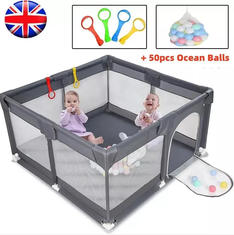 Product Introduction of Large Baby Playpen Children Toddler Kids Indoor Play Pen + 100 Balls Pool Basket 2