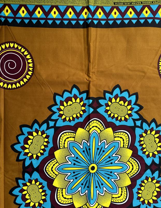 African Wax Print Polycotton Fabric, 6 Yards, for Dressmaking, Quilts, Skirt, Apparel, Sewing, Crafting Material, 45" Inch Wide, 6 Yards Piece (5.4m Long x 1.2m Wide) 3
