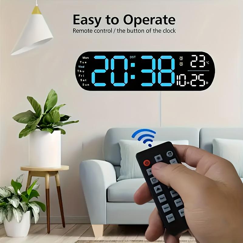 RAZZAQ MART SHOP Large Digital Wall Clock with Remote Control, Dual Alarm, DST, 10-Level Brightness, LED Night Light, USB Powered, Cordless or Plug-In Use, Ideal for Bedrooms, Living Rooms, or Offices (Batteries Not Included) 4