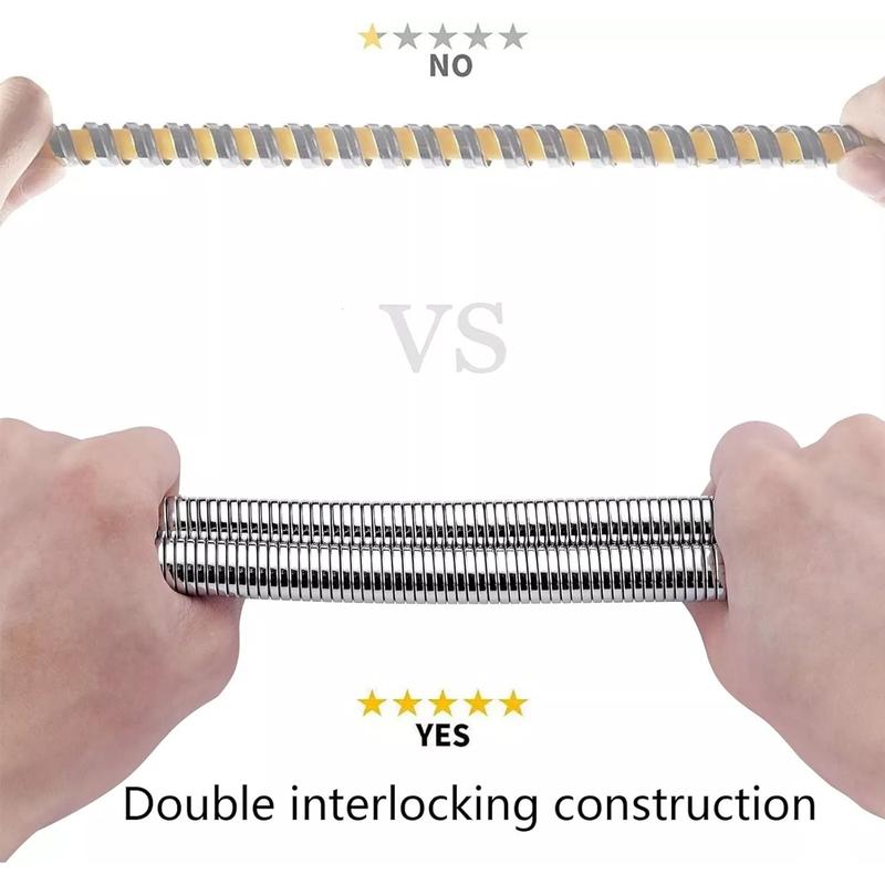 Stainless Steel Long Shower Hose for Bath Taps with 2 Washers, 1.75m (69”) - Bathroom Fixture 1