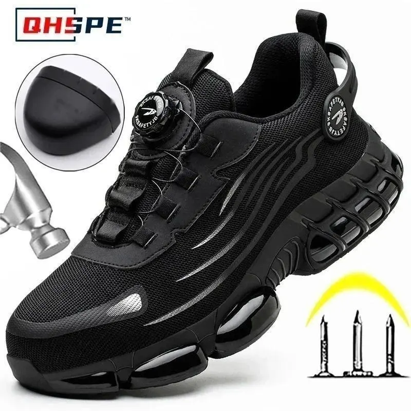 [2025]Rotating Button New Safety Shoes Men Anti-smash Anti-puncture Work Shoes Fashion Men Sport Shoes Security Protective Boots Men