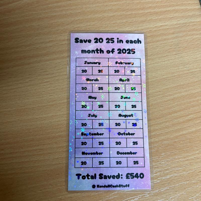 Save £540 in 20 or 25 amounts in 2025 tracker, cash savings template, challenge for A6 binder 3