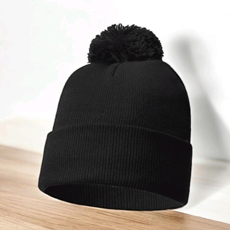 Plain  Bobble Beanie Hat Warm Winter  Bobble Hat Unisex, One Size cosy winter Hat 2