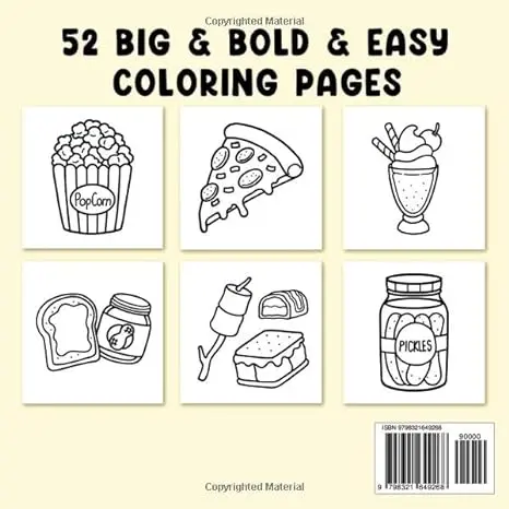 Food Drink & Sweets: Coloring Book for Adults and Kids, Bold and Easy, Simple and Big Designs for Relaxation Featuring a Variety of Foods, Drinks, Desserts and Fruits (Bold & Easy Coloring) 1