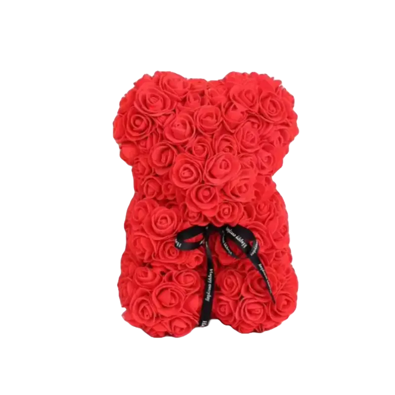 25cm Artificial Rose Bear Fake Flowers Romantic Bear Birthday Wedding Christmas Gift Decor Decorative Fruit Plants Ornaments 3