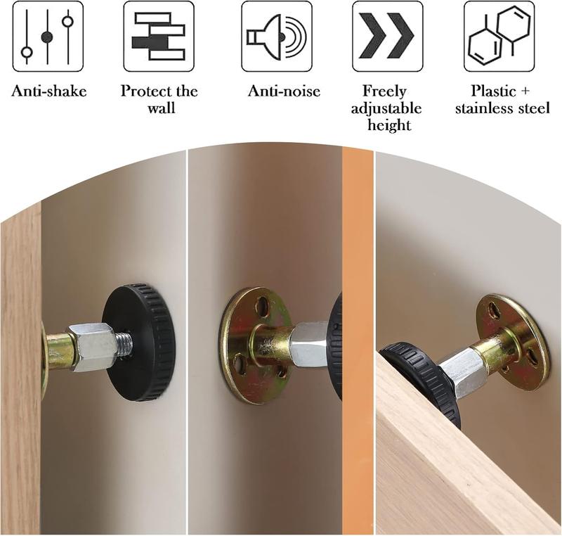 2 Packs Headboard Stoppers, Adjustable Threaded Bed Frame Anti-Shake Tool, Bed Wall Headboard Stoppers Anti-Shake Fixer, Prevent Rocking Headboard Pad for Home Room Bed Furniture Wall Support 2