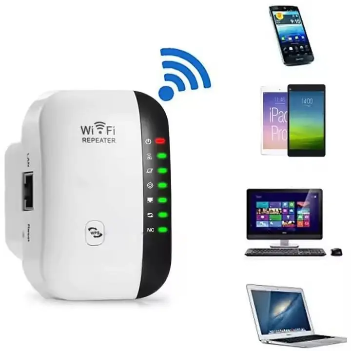 WiFi Booster 300Mbps WiFi Extender with Ethernet Port, 2.4GHz WiFi Extender Booster, Support Repeater/Router/AP Mode & WPS, Compatible with All Network Routers, UK Plug, White