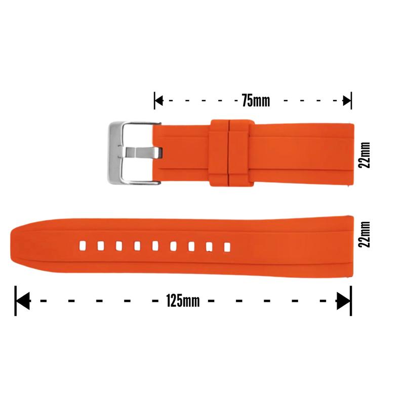 22mm Orange Rubber / Silver Buckle 3