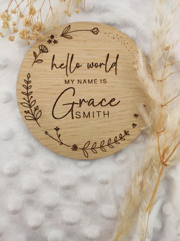 Personalised Wooden Name Plaque Baby Announcement Sign Children's Bedroom Decor 1
