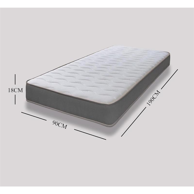 Mattress | 3ft Single (90cm x 190cm) | Memory Foam & Coil Spring | Plush Feel | Cooltouch Plus Sleep Surface | 18cm Deep | Grey | Maximum Value 2
