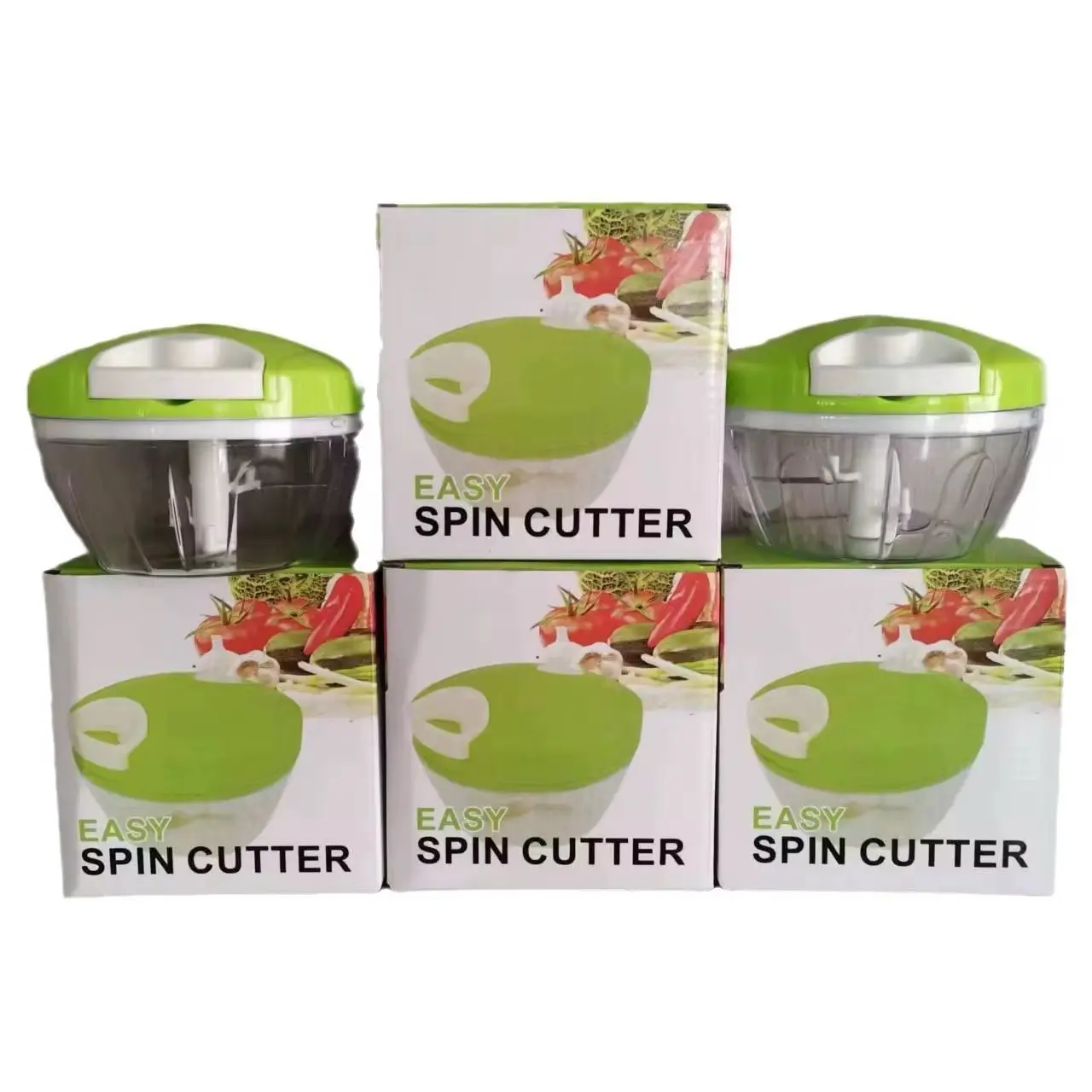 Manual vegetable Easy Spin Cutter - Kitchen Utensil for Efficient Food Preparation Kitchen Masher Garlic Chopper Manual Meat Grinder Vegetable Cutter Stainless Steel Plastic PE Durable Easy Use Packed Carton Fruit Lightweight