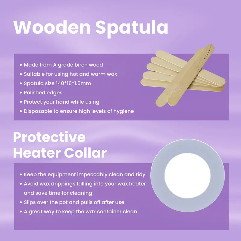 Home Waxing Kit for Hair Removal Wax Warmer 200g Wax Spatula Wipes,  Heater Collar Body Care Cosmetic Cream Comfort 3