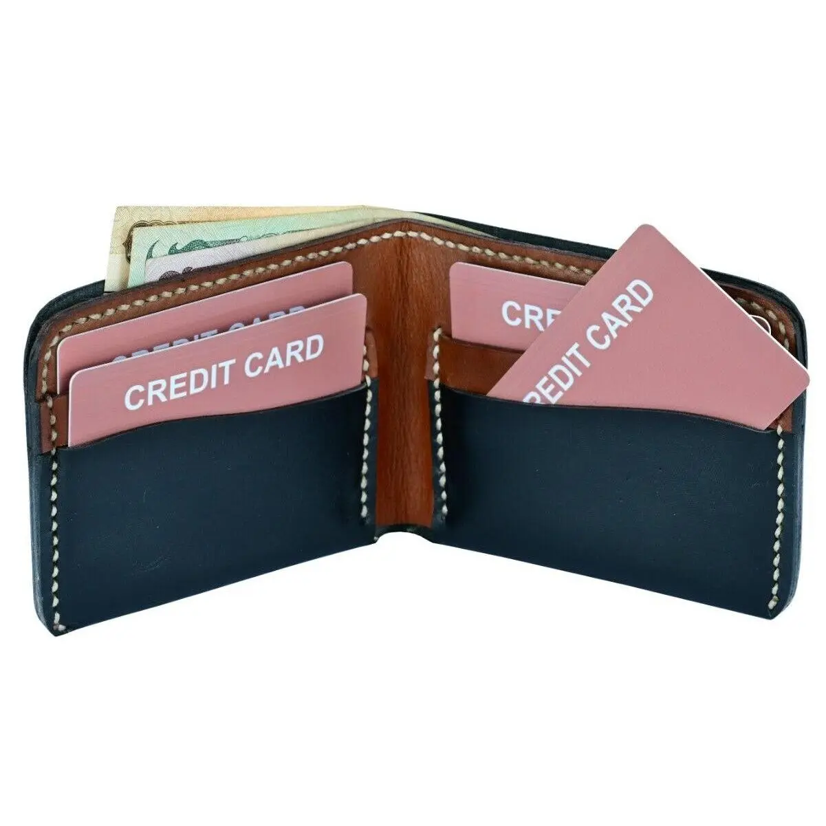 Urban Kevlar Handcrafted Genuine Leather Wallet - Classic Men's Bifold Wallet - Gift For Mens Black