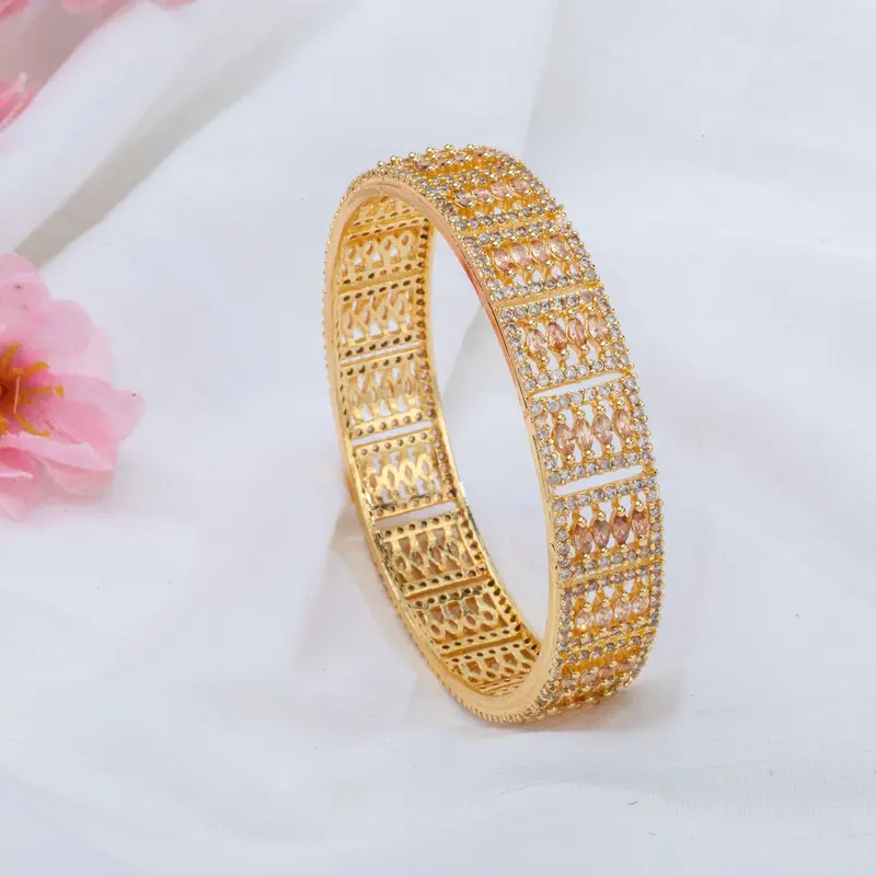 Gold Plated American Diamond Bangle Set 1