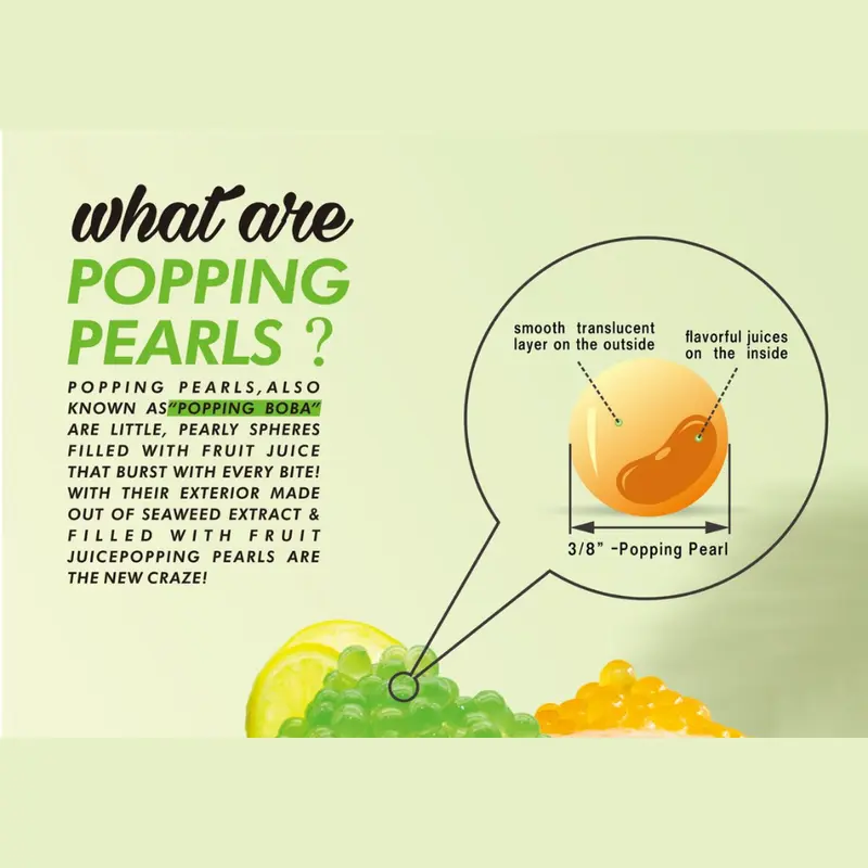 Popping Boba Drink Tasting Bundle - Rose Lychee Flavour 500ml + Strawberry Flavour 500ml + Hawaii 500ml + Pineapple Flavour 500ml + Green Apple Flavour 500ml + Blue Raspberry Flavour 500ml 3