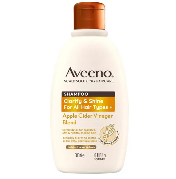 Aveeno Clarify and Shine Apple Cider Vinegar Scalp Soothing Shampoo for All Hair Types 300ml - Conditioner, Haircare