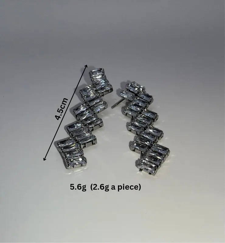 Crystal Zigzag Drop Earrings Cubic Zirconia Party Gift For Her Bridal Women Spring Summer 2025 1