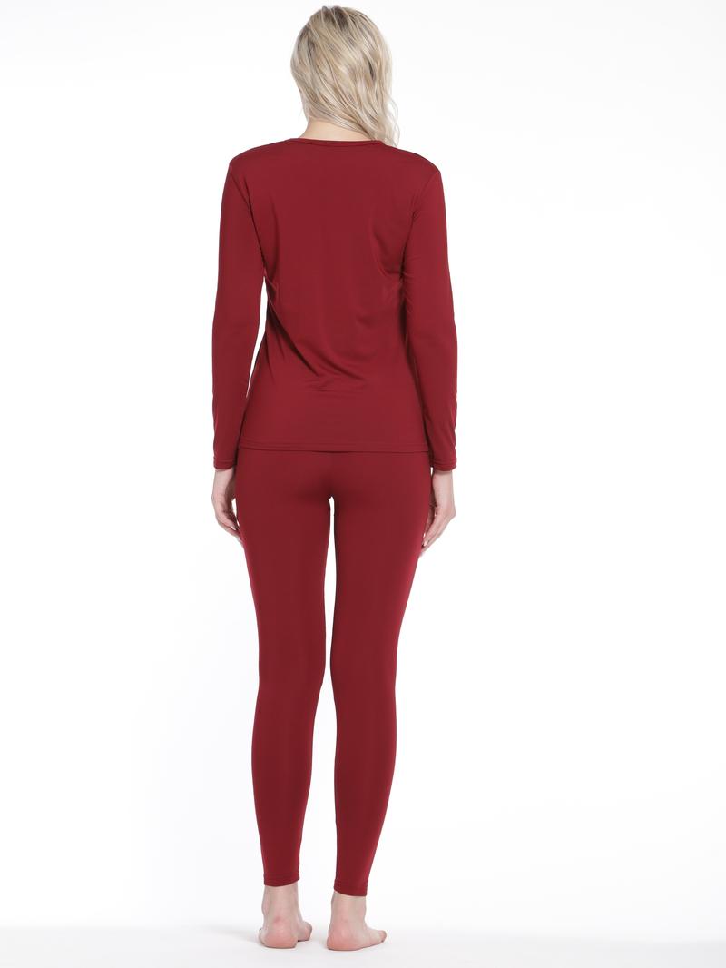 Product Introduction of Seamless Thermal Underwear Set, Long Sleeve Crew Neck Tops & Pants, Women's Loungewear & Underwear 1