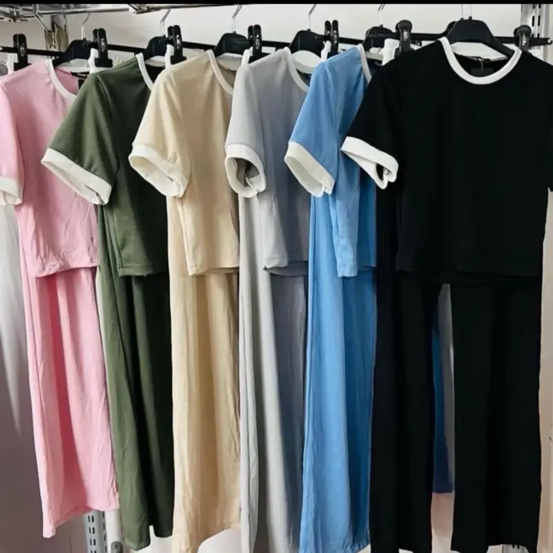 Candice Ribbed Short Sleeve Loungewear  Comfortable Outfit