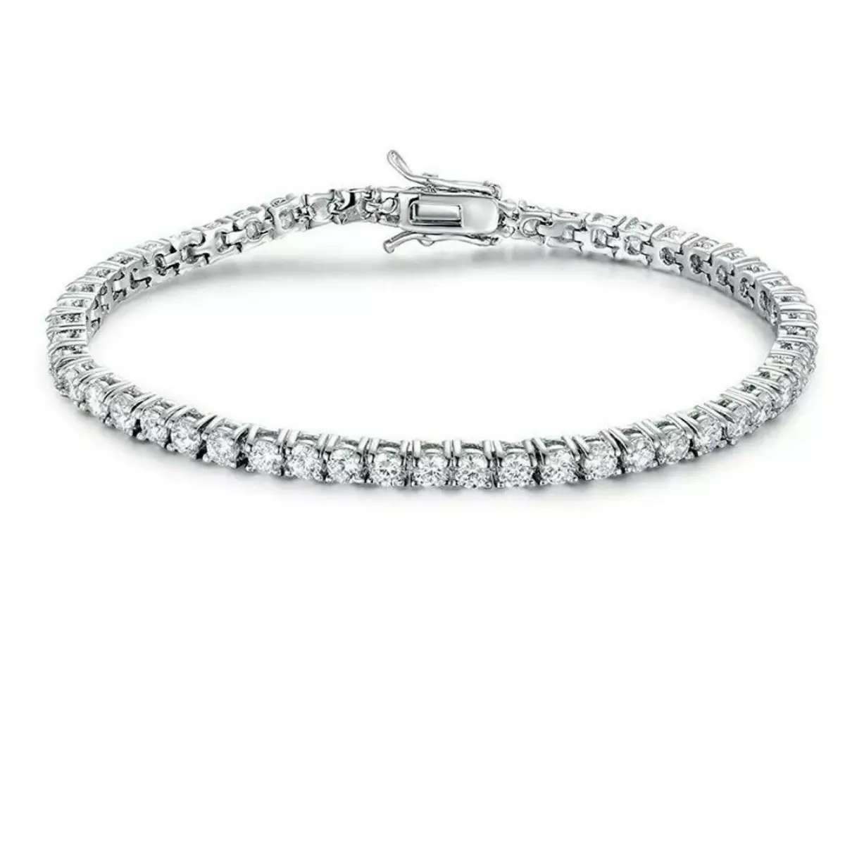 Dubai Gems White gold finish round cut created diamond tennis bracelet Wedding Engagement Engagement Daily Birthday Auspicious Anniversary Christmas