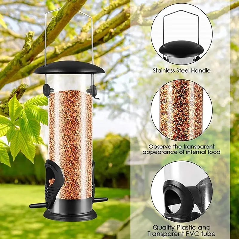 Bird Feeders Hanging,Wild Birds Feeders Mesh Feeding Stations with Steel Hooks Hangers, Metal Bird Feeder for Garden, Hanging bird feeder set + BONUS 3pcs Hooks and 2pcs Hanging Chain（Set of 8） 2