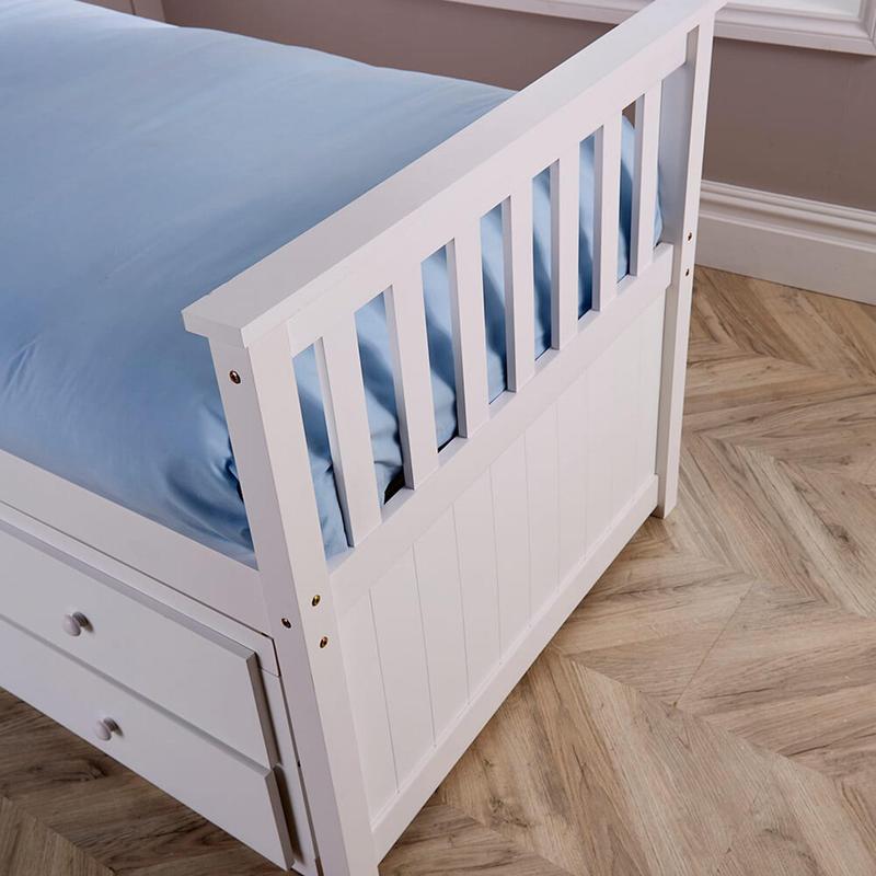 Big Furniture Warehouse White Solid Pine Cabin Bed 3ft Single Pull Out Guest Bed With 3 Storage Drawers 8