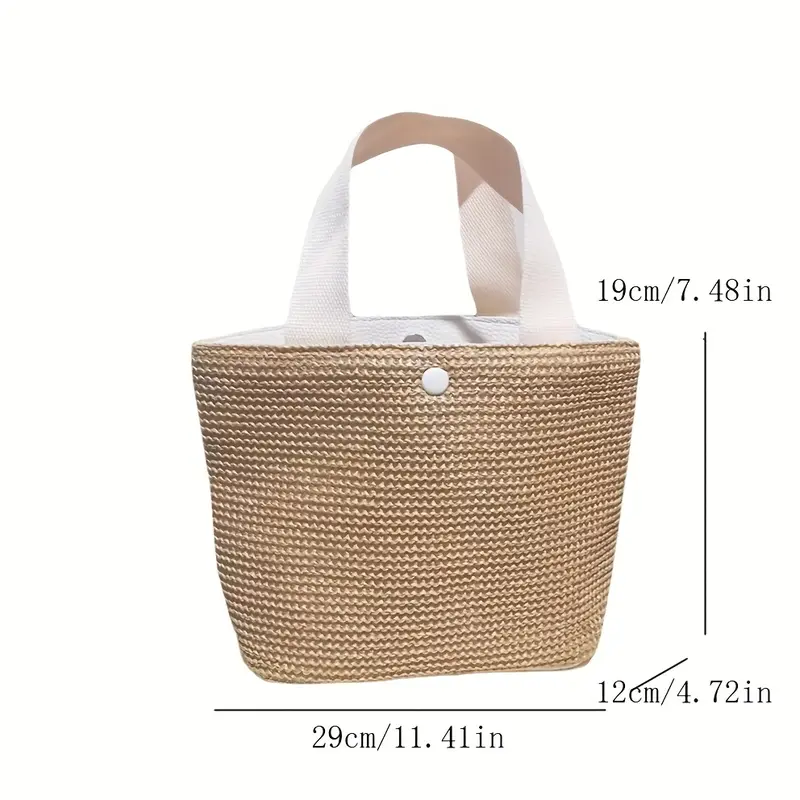 Large Capacity Bohemian Woven Tote Bag for Women - Lightweight Straw Beach & Picnic Handbag with Magnetic Closure, Perfect for Summer, Camping, and Casual Outings - Available in Khaki,, Black, Casual Commuting Bag | Bohemian Style Bag |  Beach Bag 2