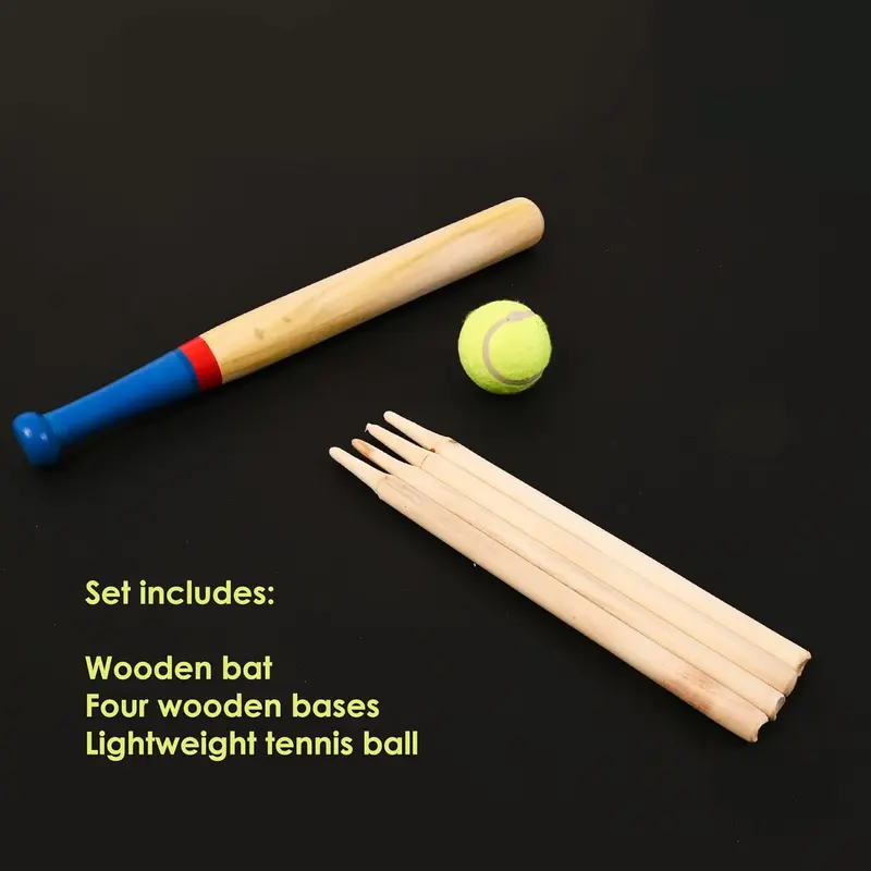 Deluxe Rounders Set Wooden 6Pc With Carry Bag Outdoor Fun Bat Ball Game Posts 0