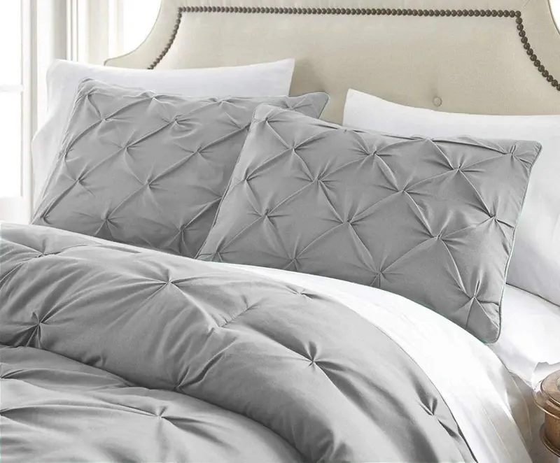Pintuck Pinch Pleated Duvet Cover with Pillowcases – Luxury Cotton Quilt Bedding Covers Single Double King Super King Size Bed Sets Perfect for Christmas, and New Year duvet  sets 1