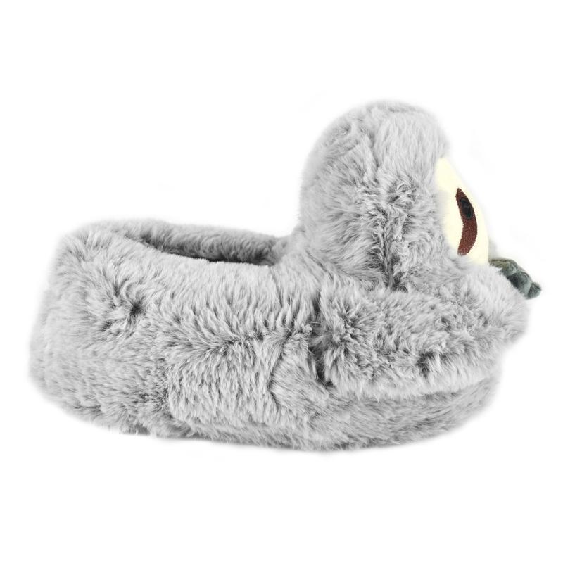 Ladies Novelty Plush Grey Sloth Slippers 1