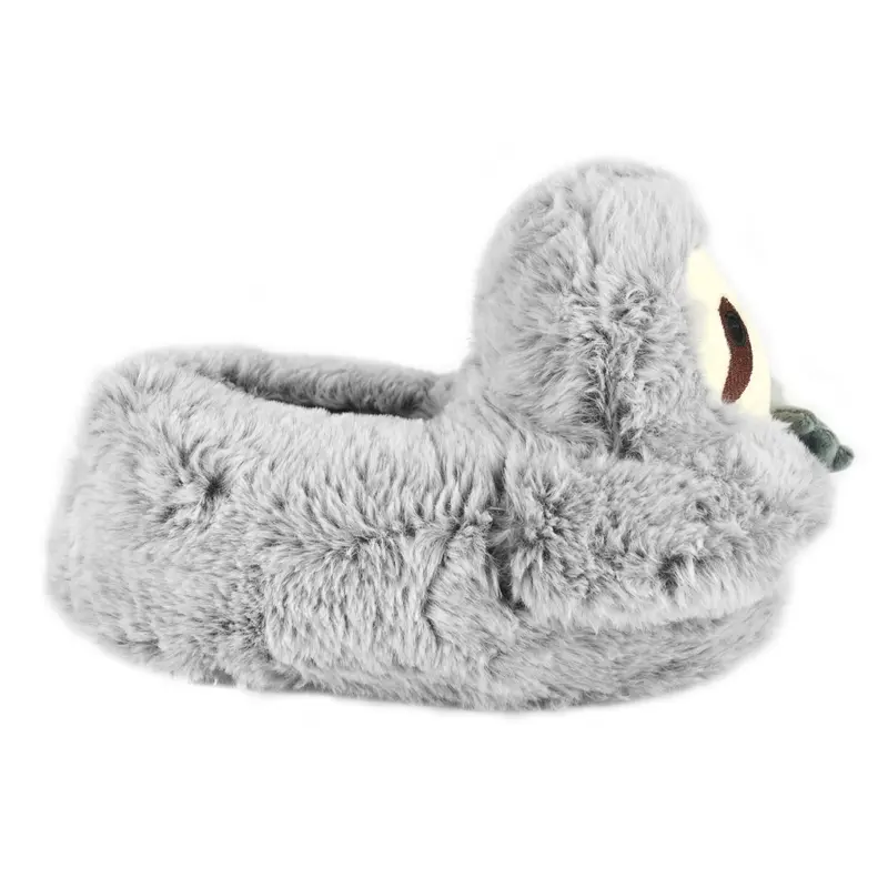 Ladies Novelty Plush Grey Sloth Slippers 1