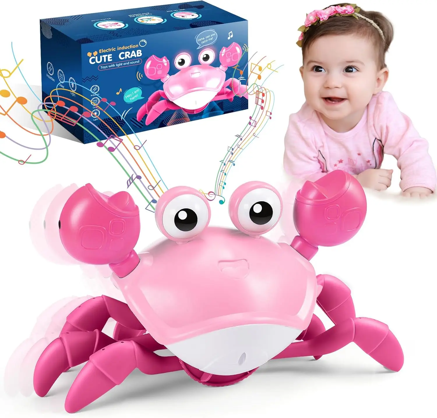 Crawling Crab Toy 1 2 3 4 Year Old Girl Gifts 1-4 Year Old Girl Toys Montessori Toys for Babies 6-12 Months Baby Toys 0-6 Months Birthday Gifts for Girls Toddler Toys