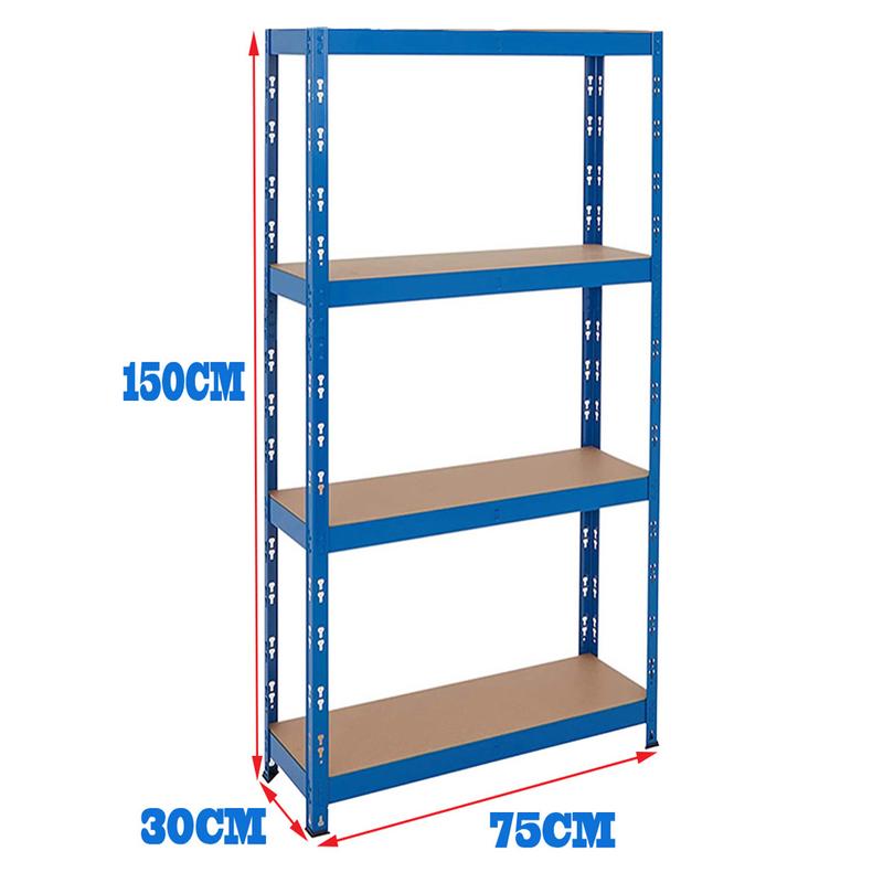 4 Tier Heavy Duty Metal Shelving Rack Unit Garage Storage 150x75x30cm 7