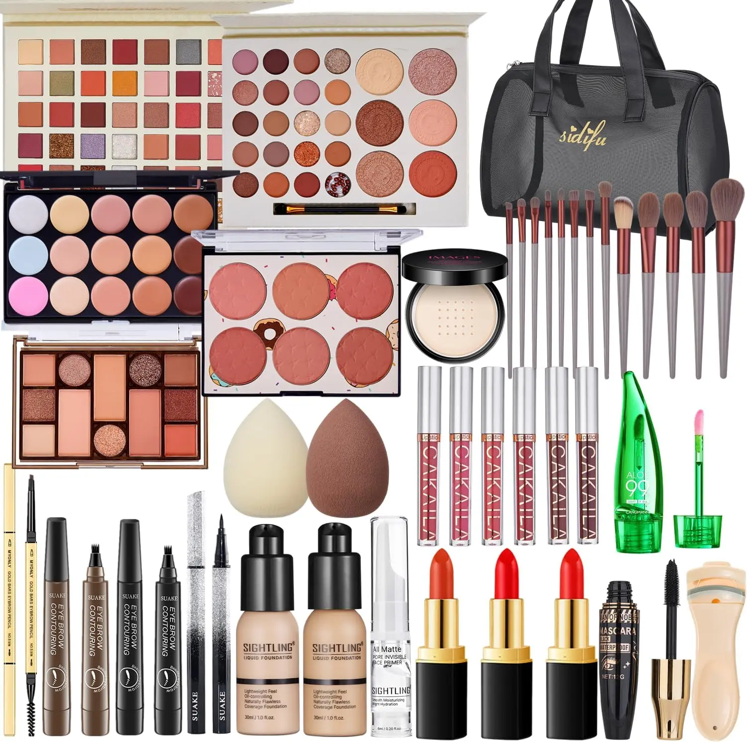 All in One Makeup Kit for Women Full Kit, Travel Makeup Kit, Makeup Gift Set for Women & Girls, Makeup Essential Bundle Include Foundation Eyeshadow Palette Lipstick Eyebrow Pencil Cosmetic Brush Set Powder Daily