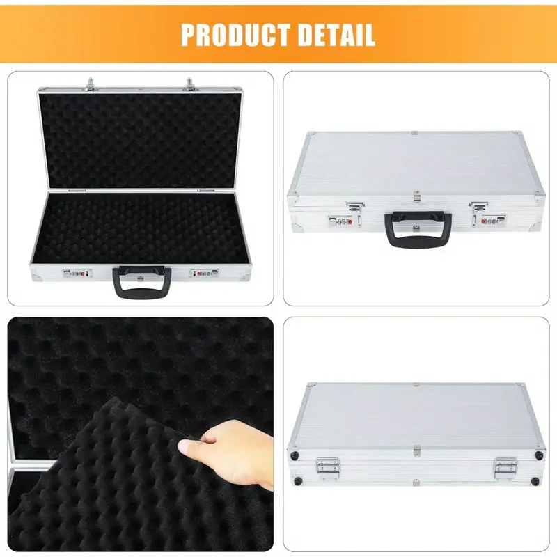 Durable Aluminum Flight Case with Dual Combination Locks, Waterproof & Padded Interior - Portable Tool Box with Protective Foam, Fit, Large (47x25.4x8.4cm) - Ideal for Secure Storage & Transport 5