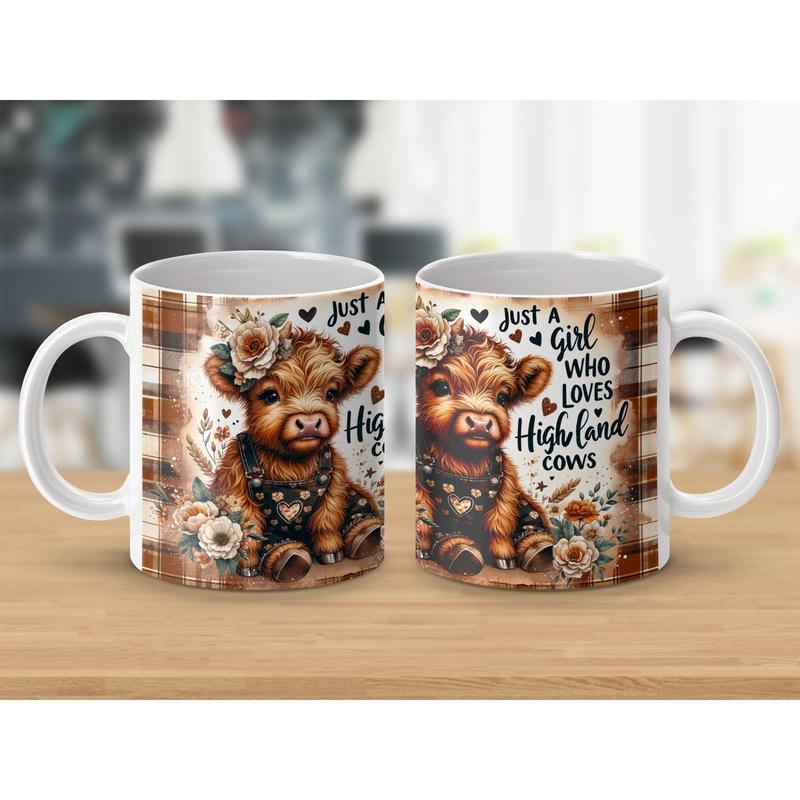 Highland Cow Mug Just a Girl Who Loves Highland Cows Cute Farm Animal Lover Gift Highland Cow Art Coffee Tea Mug Drinkware Washable Ceramic Cup obsession 6