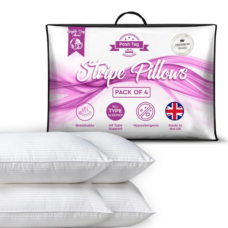 Extra Filled  Hotel Quality Stripe Pillows Pack of 2 & 4 Same Day Shipping Luxury Pillows UPTO 51% discount 1
