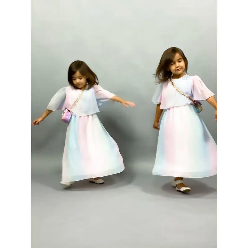 Girls Quarter Sleeve Dress | Pastel Colours 4