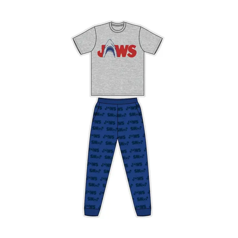 Mens Jaws Pyjamas - Grey/Blue 0