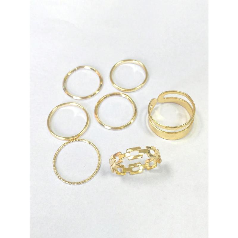 MILAN GOLD  7pcs/Set Random Fashion Minimalist Metal Twist Texture Knuckle Rings Set 2