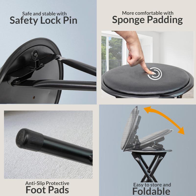ZYBUX - Portable Round Stool - Folding, Compact, and Versatile for Home Office 7