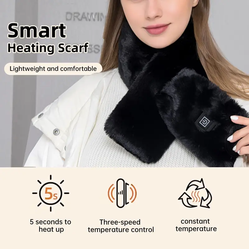 【Gift Packaging】Heated Scarf for Women Men, Rechargeable Intelligent Electric Heating Scarf with Power Bank, 3 Temperature Levels for Winter Skin-friendly and Warm material Easy to Clean 1