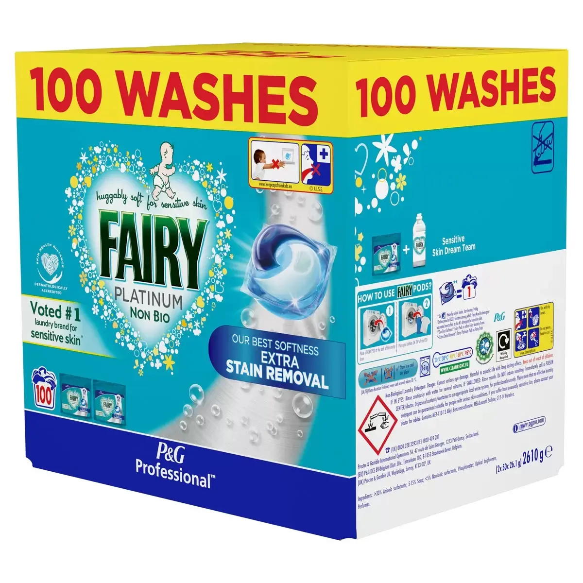 Fairy Non Bio Platinum Pods With Extra Stain Removal Washing Detergent Tablets Capsules 100 Pods Family Pack