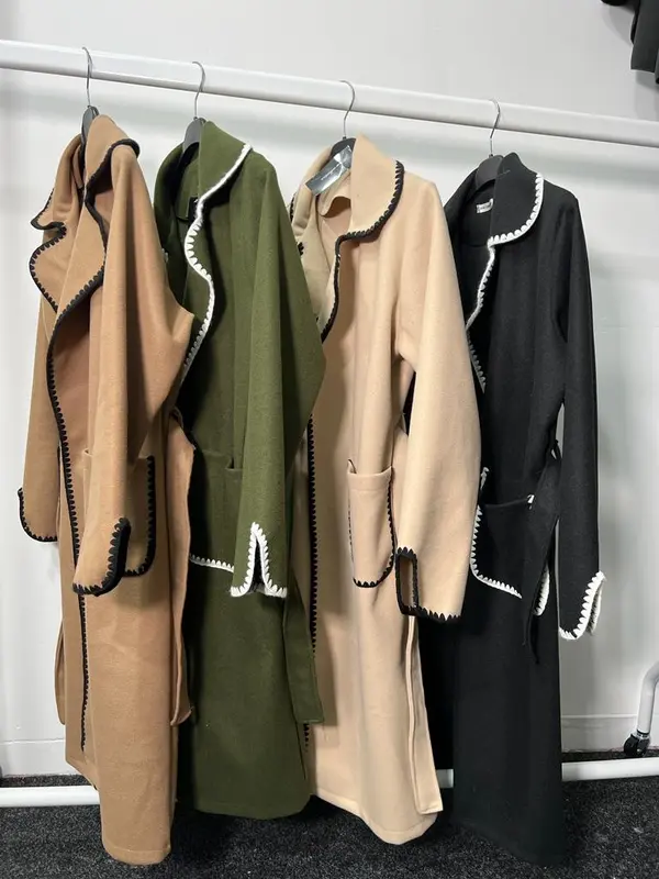 Ladies Women Long Coat With Belt trench style Casual Womenswear Comfort Outerwear Long Sleeve Longsleeves Lady Tops 0