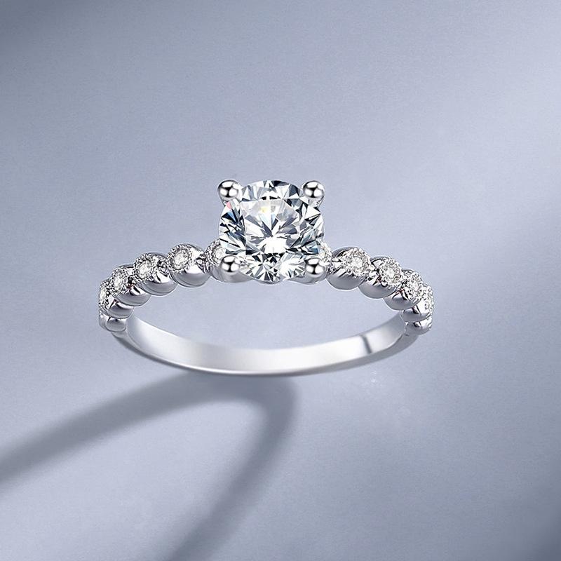 【#124】925 Sterling Silver Four Claw 1CT Moissanite Ring 1