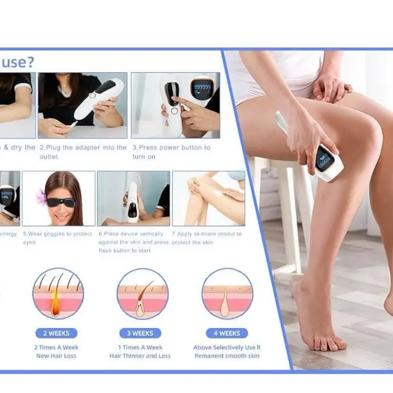 IPL Laser Hair Remover for Face and Body - Portable Electric Home Handle Permanent Removal 7