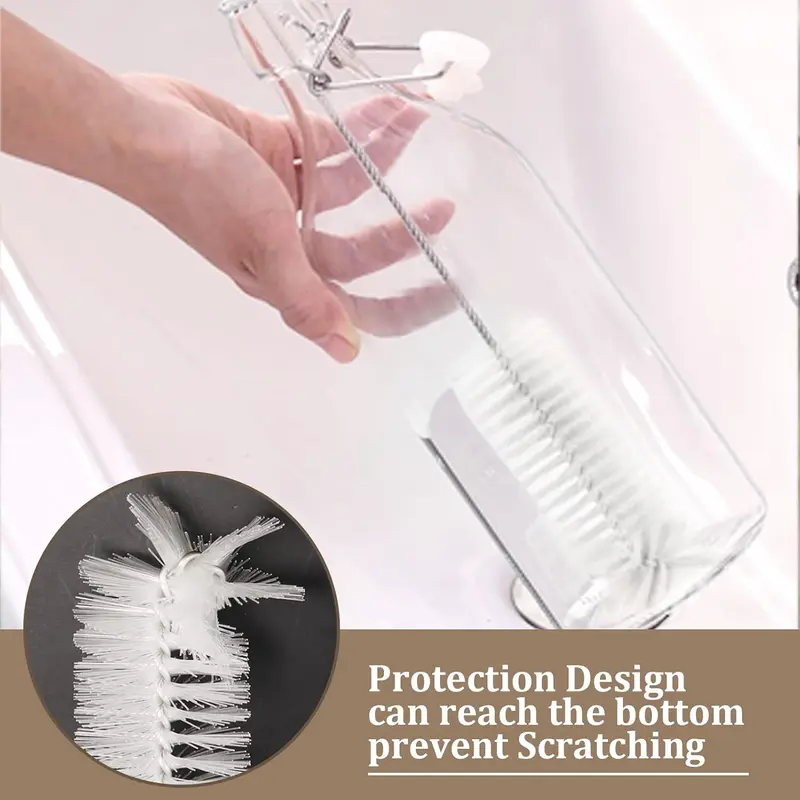 Small Bottle Brush Set, 8PCS Nylon Straw Cleaner Pipe Brushes for Washing Narrow Neck Water Bottles Jars Teapot Spout (White) 1