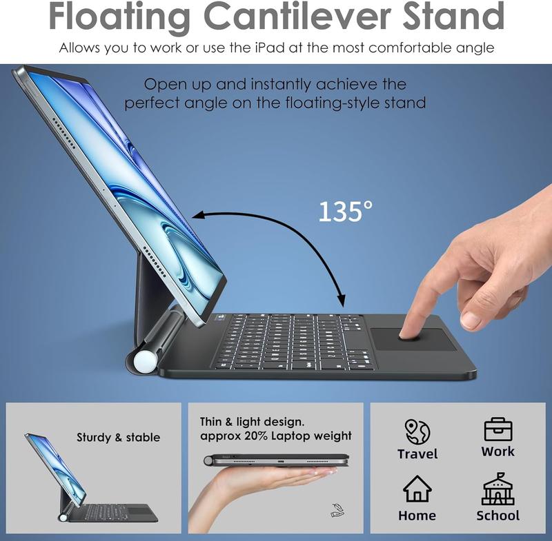 Magic Keyboard for Apple iPad Air 11" (M2) 2024, Air 5th/4th Gen, Magnetic Floating Stand, Precision Multi-Touch Trackpad, Backlight, for iPad Pro 11" (4th - 1st) Tablet Portable  Accessories Automatic 2